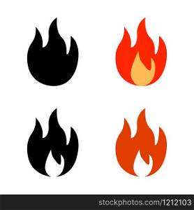 Modern cartoon illustration with red, black fire icon