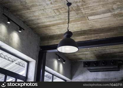 Modern ceiling lamps decorated in coffee shop, stock photo