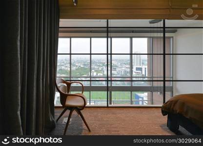 Modern chair in modern bedroom in luxury condominium