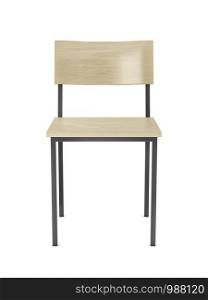 Modern chair made from wood and metal on white background