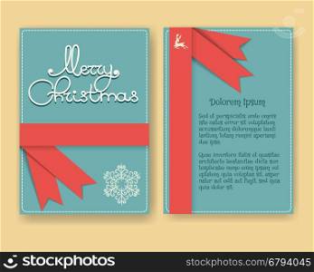 Modern Christmas card or brochure design with decoration in retro style. Vector illustration