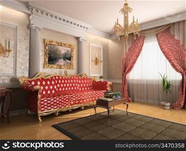 modern classic interior design (private apartment 3d rendering)