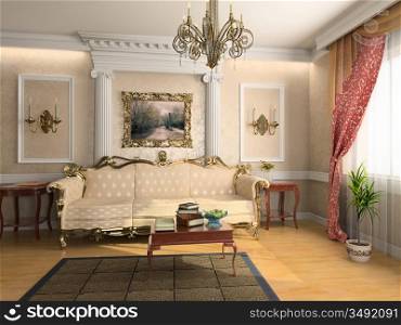 modern classic interior design (private apartment 3d rendering)