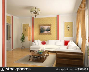 modern classic interior design (private apartment 3d rendering)