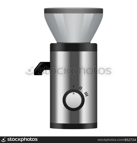 Modern coffee grinder icon. Realistic illustration of modern coffee grinder vector icon for web design isolated on white background. Modern coffee grinder icon, realistic style