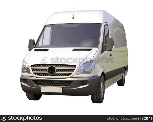 Modern commercial van isolated on a white background