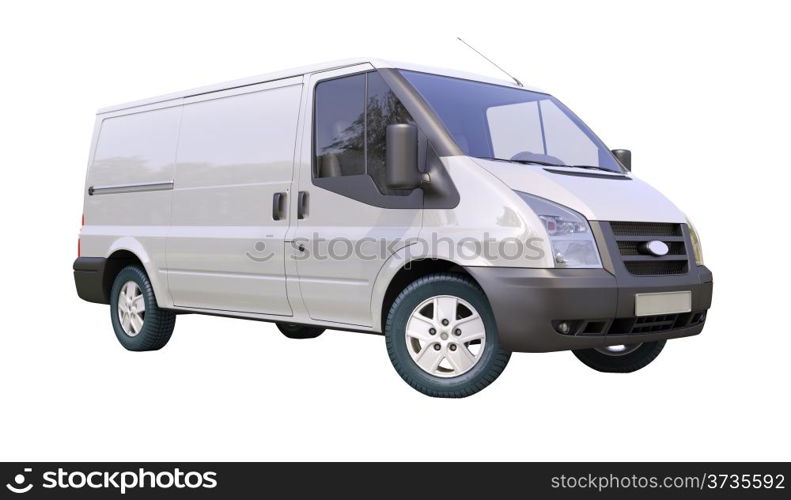 Modern commercial van isolated on a white background