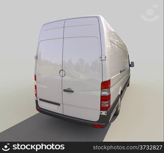 Modern commercial van on a gray background