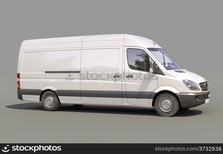 Modern commercial van on a gray background