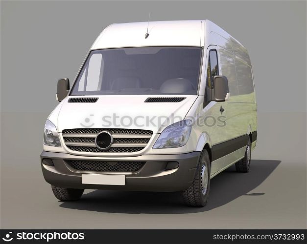 Modern commercial van on a gray background