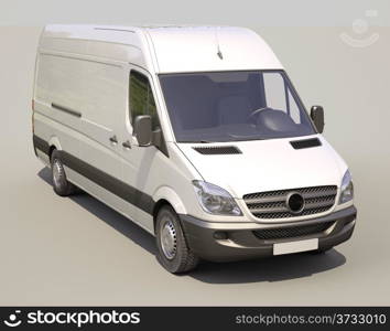 Modern commercial van on a gray background