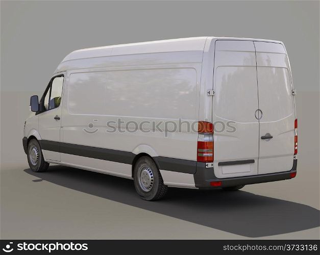 Modern commercial van on a gray background