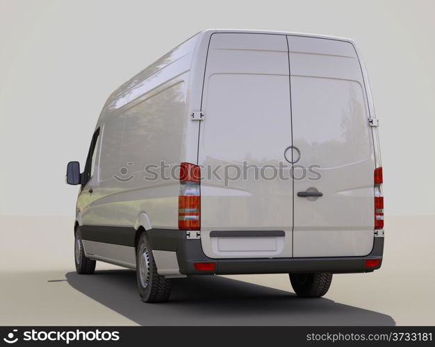 Modern commercial van on a gray background