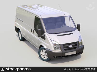 Modern commercial van on a gray background