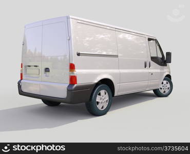 Modern commercial van on a gray background