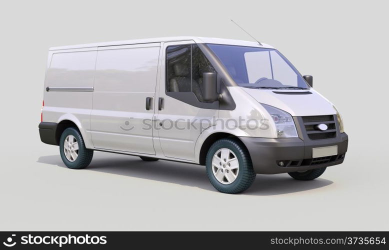 Modern commercial van on a gray background