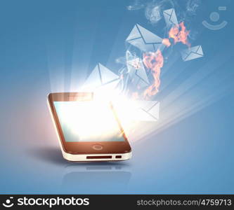 Modern communication technology. Modern communication technology illustration with messages and devices