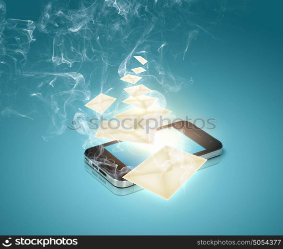 Modern communication technology. Modern communication technology illustration with messages and devices