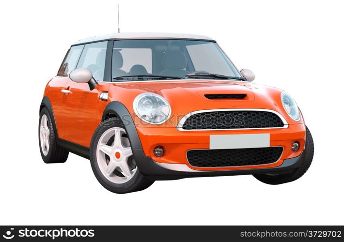 Modern compact car isolated on a white background