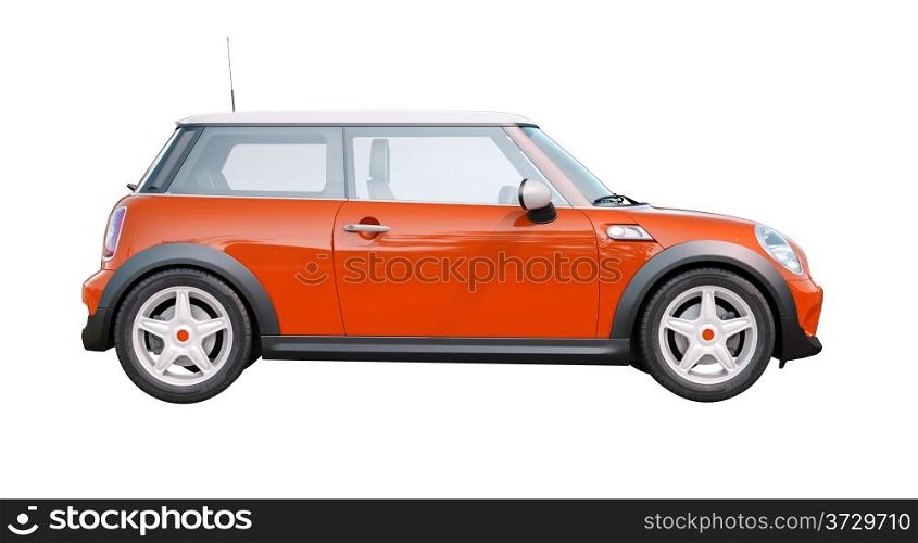 Modern compact car isolated on a white background