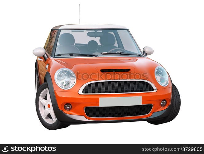 Modern compact car isolated on a white background