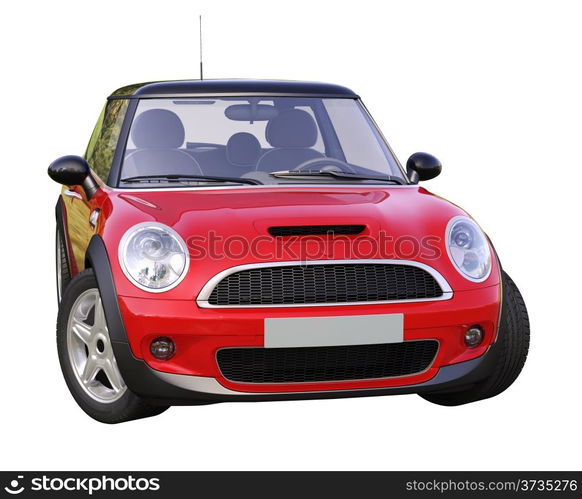 Modern compact car isolated on a white background