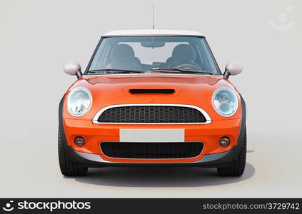 Modern compact car on a grey background