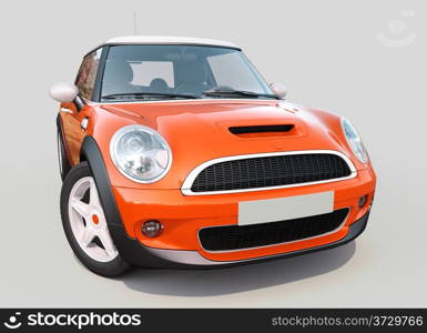 Modern compact car on a grey background