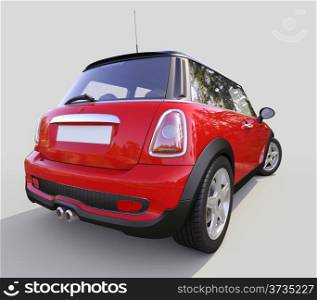 Modern compact car on a grey background