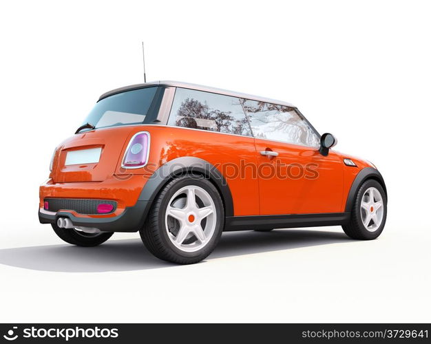 Modern compact car on a light background