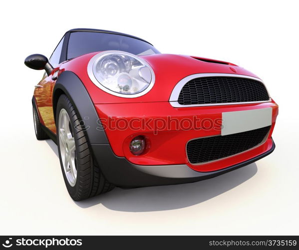 Modern compact car on a light background