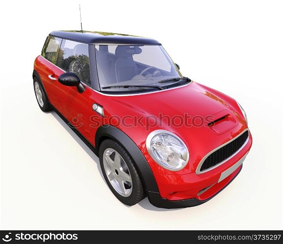 Modern compact car on a light background