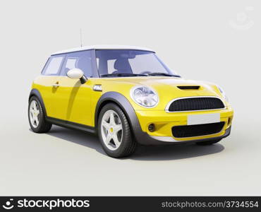 Modern compact city car on a gray background