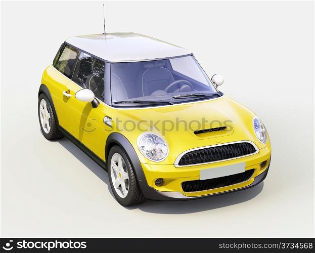 Modern compact city car on a gray background