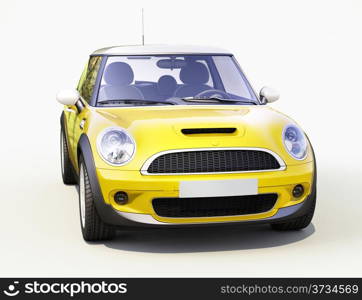 Modern compact city car on a gray background