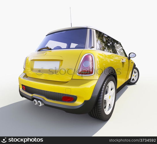 Modern compact city car on a gray background