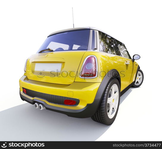 Modern compact city car on a white background