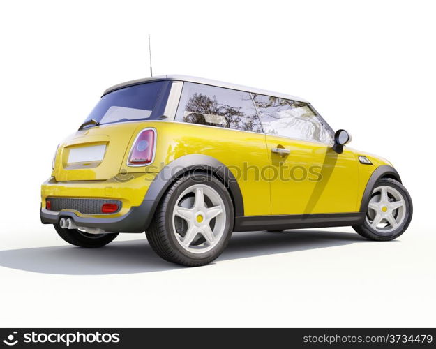 Modern compact city car on a white background