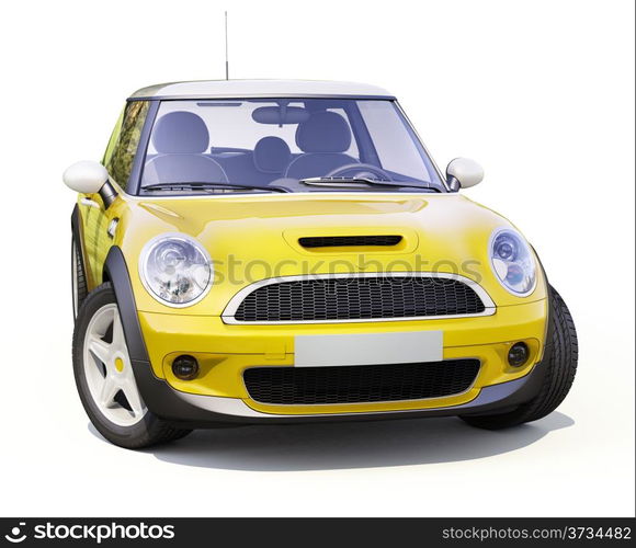 Modern compact city car on a white background