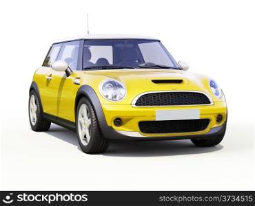 Modern compact city car on a white background