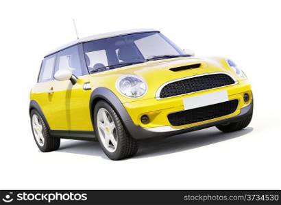 Modern compact city car on a white background