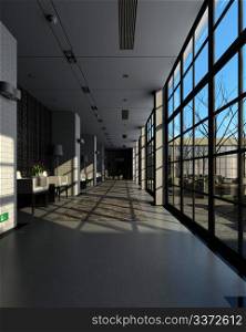 Modern corridor interior image (3D rendering)