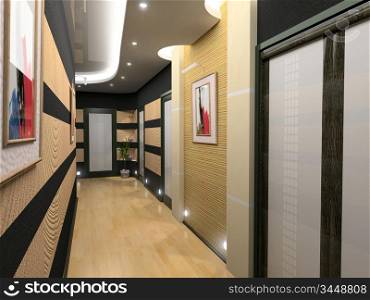 modern corridor interior image (3D rendering)