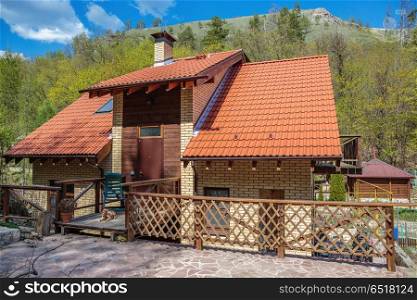 modern country house with tiled roof. modern country house. modern country house