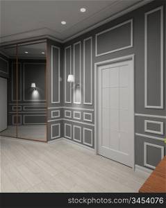 Modern design iinterior of vestibule. 3D render