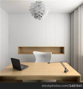 Modern design interior of cabinet. 3D render