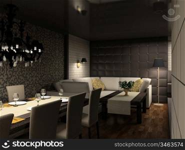 ""Modern design interior of cafe;. 3D render""
