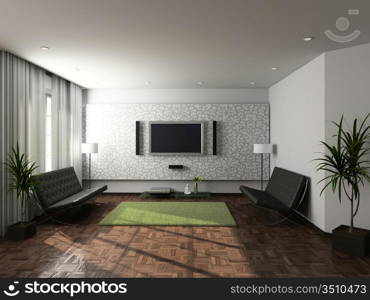 Modern design interior of living-room. 3D render