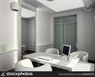 Modern design interior of office. 3D render