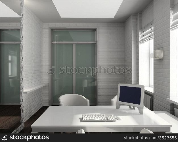 Modern design interior of office. 3D render